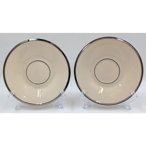 Lenox Solitaire Saucers Bone China Platinum Trim USA Elegant Set of 2
